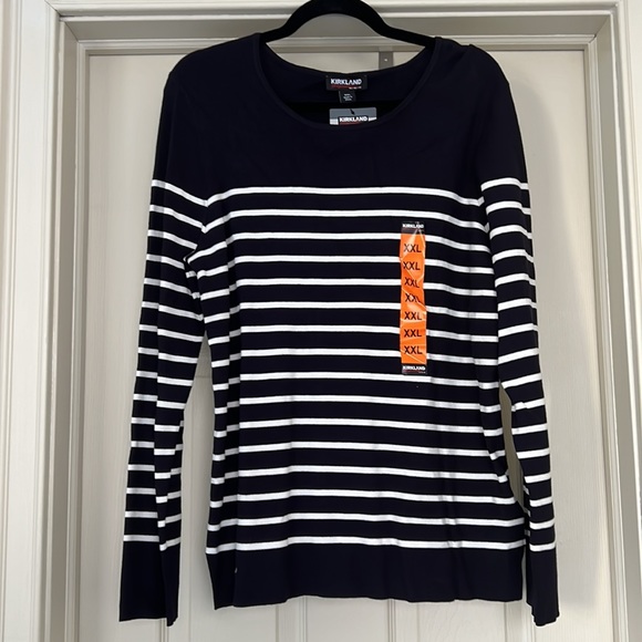 Kirkland ladies crew neck sweater - blue and white stripe - size XXL - NWT - Picture 2 of 5
